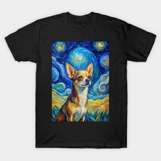 Chihuahua Dog Breed Painting in a Van Gogh Starry Night Art Style T-Shirt